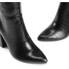 DREAM PAIRS Knee High Boots Women Chunky Heel Pointed Toe Tall Boots for Women Side Zipper Long Boots(Black-croco)