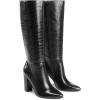 DREAM PAIRS Knee High Boots Women Chunky Heel Pointed Toe Tall Boots for Women Side Zipper Long Boots(Black-croco)