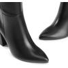 DREAM PAIRS Knee High Boots Women Chunky Heel Pointed Toe Tall Boots for Women Side Zipper Long Boots(Black-pu)