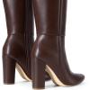 DREAM PAIRS Knee High Boots Women Chunky Heel Pointed Toe Tall Boots for Women Side Zipper Long Boots(Brown)