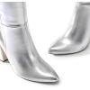 DREAM PAIRS Knee High Boots Women Chunky Heel Pointed Toe Tall Boots for Women Side Zipper Long Boots(Metallic Silver)