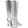 DREAM PAIRS Knee High Boots Women Chunky Heel Pointed Toe Tall Boots for Women Side Zipper Long Boots(Metallic Silver)