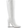 DREAM PAIRS Knee High Boots Women Chunky Heel Pointed Toe Tall Boots for Women Side Zipper Long Boots(White-pu)