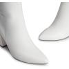 DREAM PAIRS Knee High Boots Women Chunky Heel Pointed Toe Tall Boots for Women Side Zipper Long Boots(White-pu)