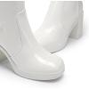 DREAM PAIRS Knee High Boots for Women Platform Square Toe Chunky Block Heeled Gogo Boots with Side Zipper(White-pat)