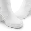 DREAM PAIRS Knee High Boots for Women Platform Square Toe Chunky Block Heeled Gogo Boots with Side Zipper(White-pu)