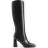 DREAM PAIRS Knee High Boots for Women Square Toe Gogo Chunky Heel with Side Zip(Black)