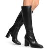 DREAM PAIRS Knee High Boots for Women Square Toe Gogo Chunky Heel with Side Zip(Black)