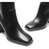 DREAM PAIRS Knee High Boots for Women Square Toe Gogo Chunky Heel with Side Zip(Black)