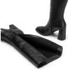 DREAM PAIRS Knee High Boots for Women Square Toe Gogo Chunky Heel with Side Zip(Black-croco)