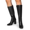 DREAM PAIRS Knee High Boots for Women Square Toe Gogo Chunky Heel with Side Zip(Black-pu)
