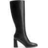 DREAM PAIRS Knee High Boots for Women Square Toe Gogo Chunky Heel with Side Zip(Black-pu)