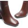 DREAM PAIRS Knee High Boots for Women Square Toe Gogo Chunky Heel with Side Zip(Brown)