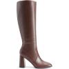 DREAM PAIRS Knee High Boots for Women Square Toe Gogo Chunky Heel with Side Zip(Brown)