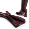 DREAM PAIRS Knee High Boots for Women Square Toe Gogo Chunky Heel with Side Zip(Burgundy)