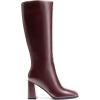 DREAM PAIRS Knee High Boots for Women Square Toe Gogo Chunky Heel with Side Zip(Burgundy)