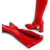 DREAM PAIRS Knee High Boots for Women Square Toe Gogo Chunky Heel with Side Zip(Red-pat)