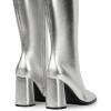 DREAM PAIRS Knee High Boots for Women Square Toe Gogo Chunky Heel with Side Zip(Silver-metal)