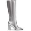 DREAM PAIRS Knee High Boots for Women Square Toe Gogo Chunky Heel with Side Zip(Silver-metal)