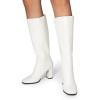 DREAM PAIRS Knee High Boots for Women Square Toe Gogo Chunky Heel with Side Zip(White-pu)