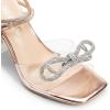DREAM PAIRS Stiletto Bow Heels for Women Strappy Sparkly Rhinestone Square Toe Clear Crystal High Sandals for Party Wedding(Rose Gold-pu)