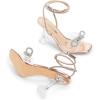 DREAM PAIRS Stiletto Bow Heels for Women Strappy Sparkly Rhinestone Square Toe Clear Crystal High Sandals for Party Wedding(Rose Gold-pu)