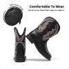 DREAM PAIRS Toddler Little Boys Girls Cowboy Boots Kids Western Square Toe Riding Mid Calf Boots(Black)
