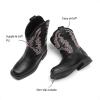 DREAM PAIRS Toddler Little Boys Girls Cowboy Boots Kids Western Square Toe Riding Mid Calf Boots(Black)