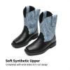 DREAM PAIRS Toddler Little Boys Girls Cowboy Boots Kids Western Square Toe Riding Mid Calf Boots(Blue/Black)