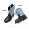 DREAM PAIRS Toddler Little Boys Girls Cowboy Boots Kids Western Square Toe Riding Mid Calf Boots(Blue/Black)