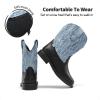 DREAM PAIRS Toddler Little Boys Girls Cowboy Boots Kids Western Square Toe Riding Mid Calf Boots(Blue/Black)