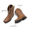 DREAM PAIRS Toddler Little Boys Girls Cowboy Boots Kids Western Square Toe Riding Mid Calf Boots(Brown)
