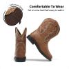 DREAM PAIRS Toddler Little Boys Girls Cowboy Boots Kids Western Square Toe Riding Mid Calf Boots(Brown)