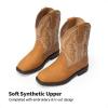 DREAM PAIRS Toddler Little Boys Girls Cowboy Boots Kids Western Square Toe Riding Mid Calf Boots(Camel/Light Brown)
