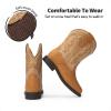 DREAM PAIRS Toddler Little Boys Girls Cowboy Boots Kids Western Square Toe Riding Mid Calf Boots(Camel/Light Brown)