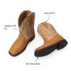 DREAM PAIRS Toddler Little Boys Girls Cowboy Boots Kids Western Square Toe Riding Mid Calf Boots(Camel/Light Brown)