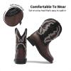 DREAM PAIRS Toddler Little Boys Girls Cowboy Boots Kids Western Square Toe Riding Mid Calf Boots(Dark Brown/Black)