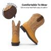 DREAM PAIRS Toddler Little Boys Girls Cowboy Boots Kids Western Square Toe Riding Mid Calf Boots(Light Brown/Wheat)