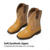 DREAM PAIRS Toddler Little Boys Girls Cowboy Boots Kids Western Square Toe Riding Mid Calf Boots(Light Brown/Wheat)
