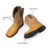 DREAM PAIRS Toddler Little Boys Girls Cowboy Boots Kids Western Square Toe Riding Mid Calf Boots(Light Brown/Wheat)