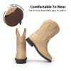 DREAM PAIRS Toddler Little Boys Girls Cowboy Boots Kids Western Square Toe Riding Mid Calf Boots(Sand)
