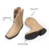 DREAM PAIRS Toddler Little Boys Girls Cowboy Boots Kids Western Square Toe Riding Mid Calf Boots(Sand)