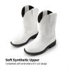DREAM PAIRS Toddler Little Boys Girls Cowboy Boots Kids Western Square Toe Riding Mid Calf Boots(White)