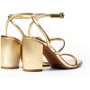 DREAM PAIRS Women Heels Chunky Square Open Toe Strappy Ankle Strap Block High Heeled Sandals for Dressy Wedding Comfortable Shoes(Gold)