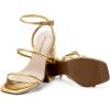 DREAM PAIRS Women Heels Chunky Square Open Toe Strappy Ankle Strap Block High Heeled Sandals for Dressy Wedding Comfortable Shoes(Gold)
