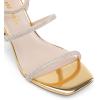 DREAM PAIRS Women Heels Chunky Square Open Toe Strappy Ankle Strap Block High Heeled Sandals for Dressy Wedding Comfortable Shoes(Gold-rhinestone)