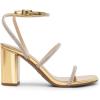 DREAM PAIRS Women Heels Chunky Square Open Toe Strappy Ankle Strap Block High Heeled Sandals for Dressy Wedding Comfortable Shoes(Gold-rhinestone)