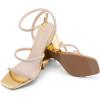 DREAM PAIRS Women Heels Chunky Square Open Toe Strappy Ankle Strap Block High Heeled Sandals for Dressy Wedding Comfortable Shoes(Gold-rhinestone)