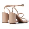 DREAM PAIRS Women Heels Chunky Square Open Toe Strappy Ankle Strap Block High Heeled Sandals for Dressy Wedding Comfortable Shoes(Nude)