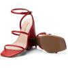 DREAM PAIRS Women Heels Chunky Square Open Toe Strappy Ankle Strap Block High Heeled Sandals for Dressy Wedding Comfortable Shoes(Red)